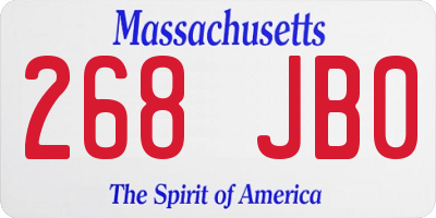 MA license plate 268JB0