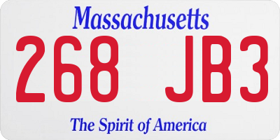 MA license plate 268JB3