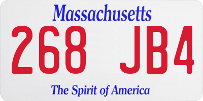 MA license plate 268JB4