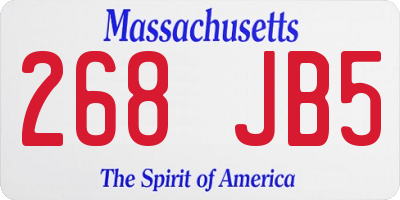 MA license plate 268JB5