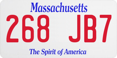 MA license plate 268JB7