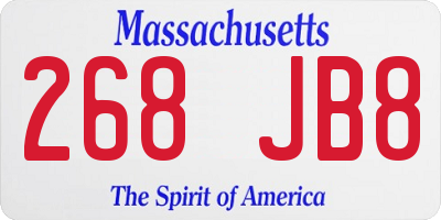 MA license plate 268JB8