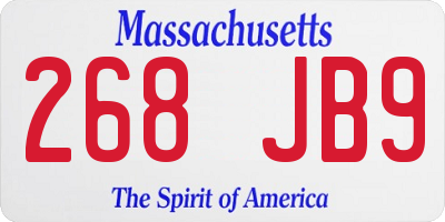 MA license plate 268JB9