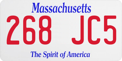 MA license plate 268JC5