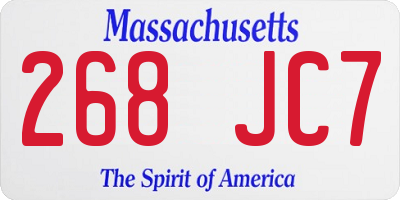 MA license plate 268JC7