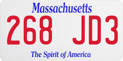 MA license plate 268JD3