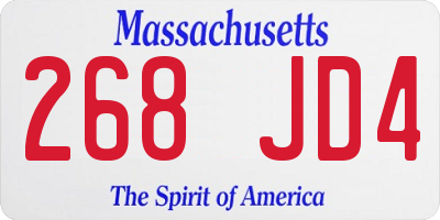 MA license plate 268JD4