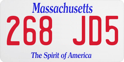 MA license plate 268JD5