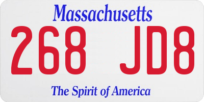 MA license plate 268JD8