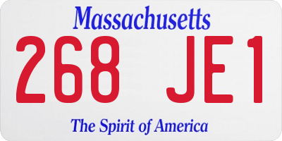 MA license plate 268JE1