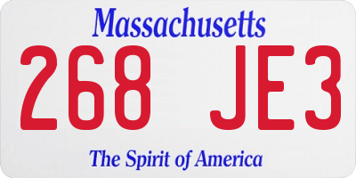 MA license plate 268JE3