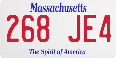 MA license plate 268JE4