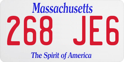 MA license plate 268JE6