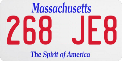 MA license plate 268JE8