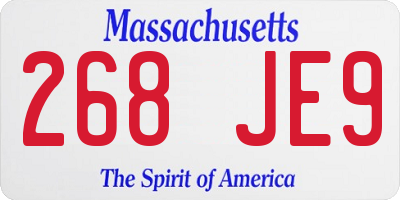 MA license plate 268JE9
