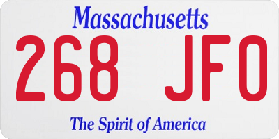 MA license plate 268JF0