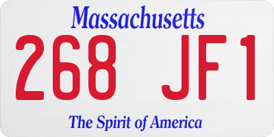 MA license plate 268JF1