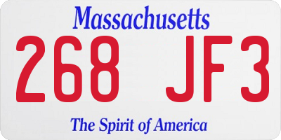 MA license plate 268JF3