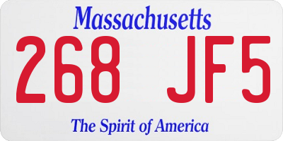 MA license plate 268JF5