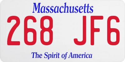 MA license plate 268JF6