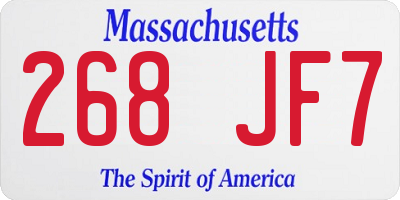 MA license plate 268JF7