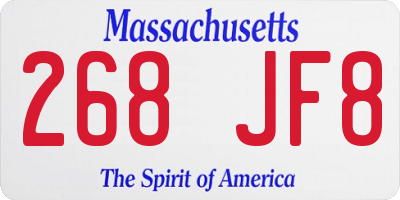 MA license plate 268JF8