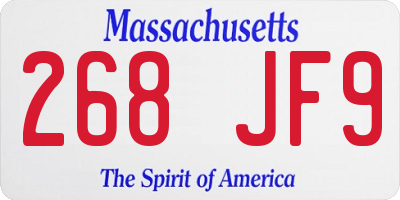 MA license plate 268JF9