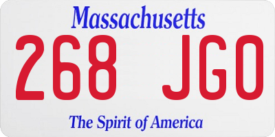 MA license plate 268JG0