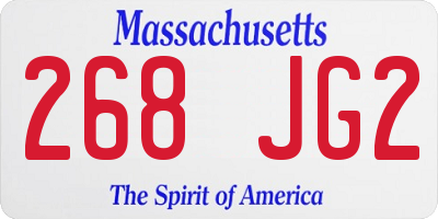MA license plate 268JG2