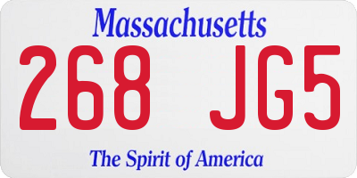 MA license plate 268JG5