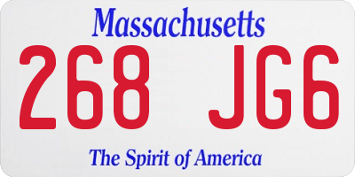 MA license plate 268JG6