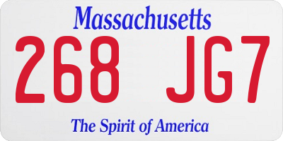 MA license plate 268JG7