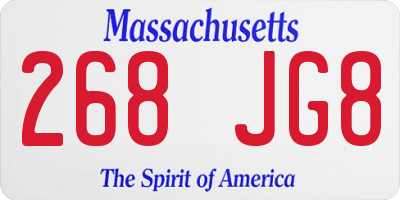 MA license plate 268JG8