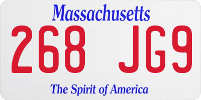 MA license plate 268JG9