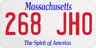 MA license plate 268JH0
