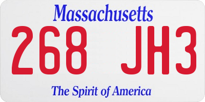 MA license plate 268JH3