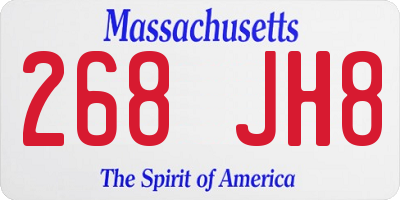 MA license plate 268JH8