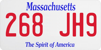 MA license plate 268JH9