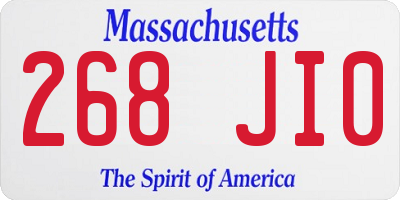 MA license plate 268JI0