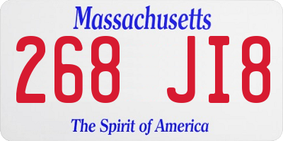 MA license plate 268JI8