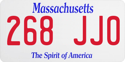MA license plate 268JJ0