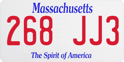 MA license plate 268JJ3