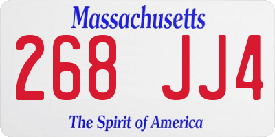 MA license plate 268JJ4