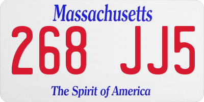 MA license plate 268JJ5