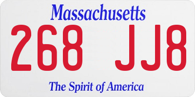 MA license plate 268JJ8