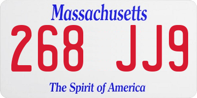 MA license plate 268JJ9