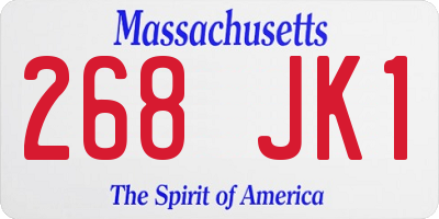 MA license plate 268JK1