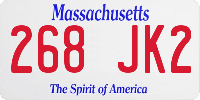 MA license plate 268JK2