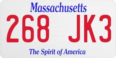 MA license plate 268JK3