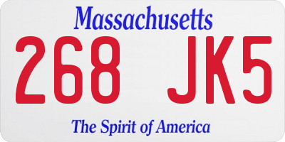 MA license plate 268JK5